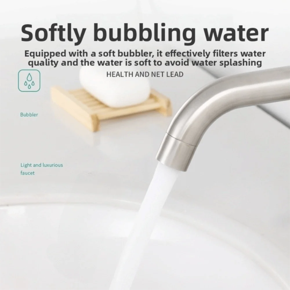 

Смеситель для раковины, смеситель для раковины в ванной комнате, одна ручка, монтируемый на палубе, кран для воды из нержавеющей стали, защита от протечек, нержавеющий смеситель для ванной комнаты