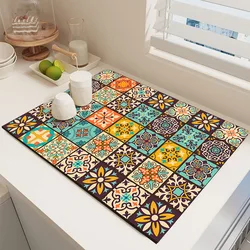 VIKAMA European Classical Diatom Mud Kitchen Countertop Drain Mat Absorbent Heat Insulation Mat Bowl Drying Mat Home Decoration