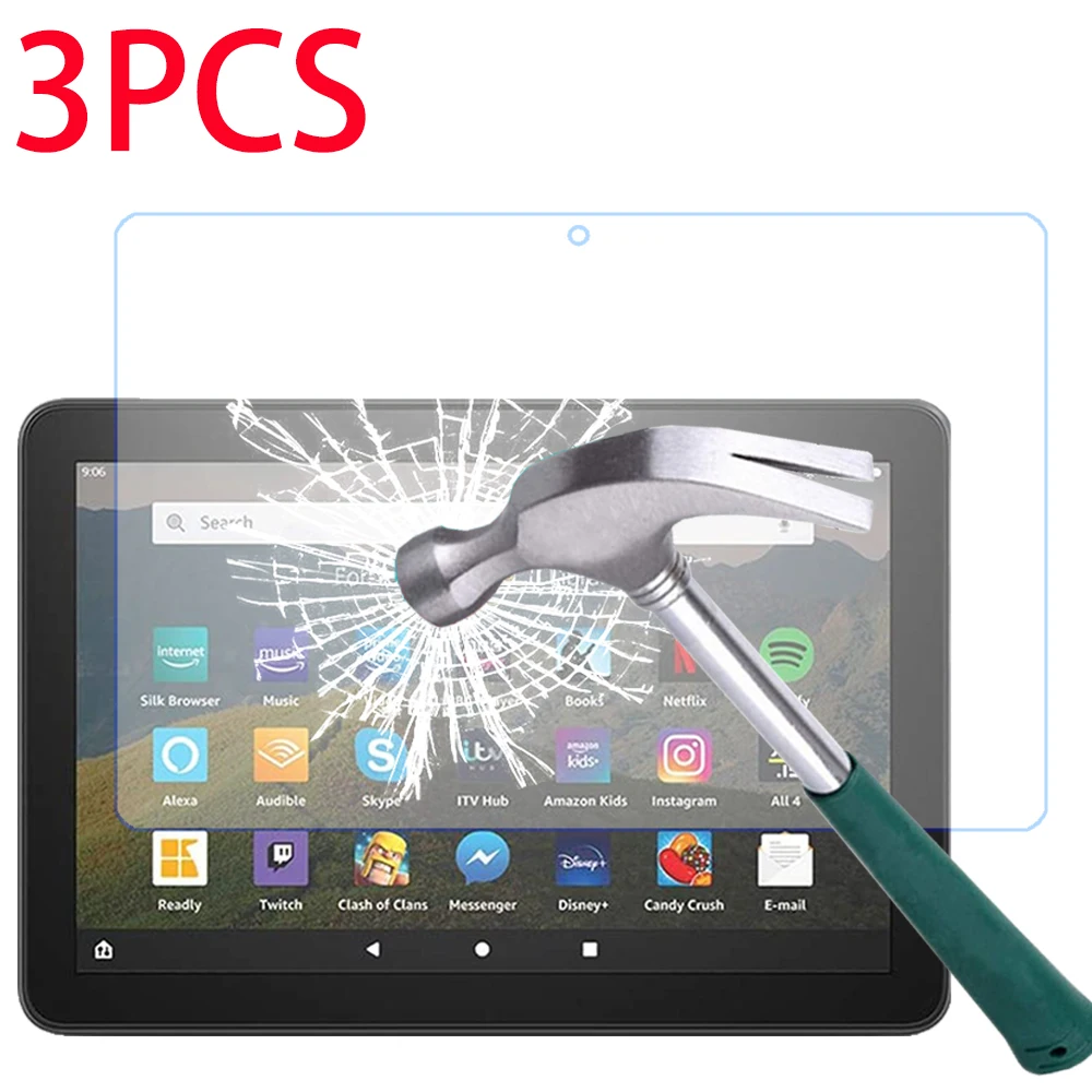 

3PCS HD Tempered Glass Screen Protector For Amazon Kindle Fire HD 7 8 Plus 10 Kids Pro 2022 2021 2020 2019 2017 2015