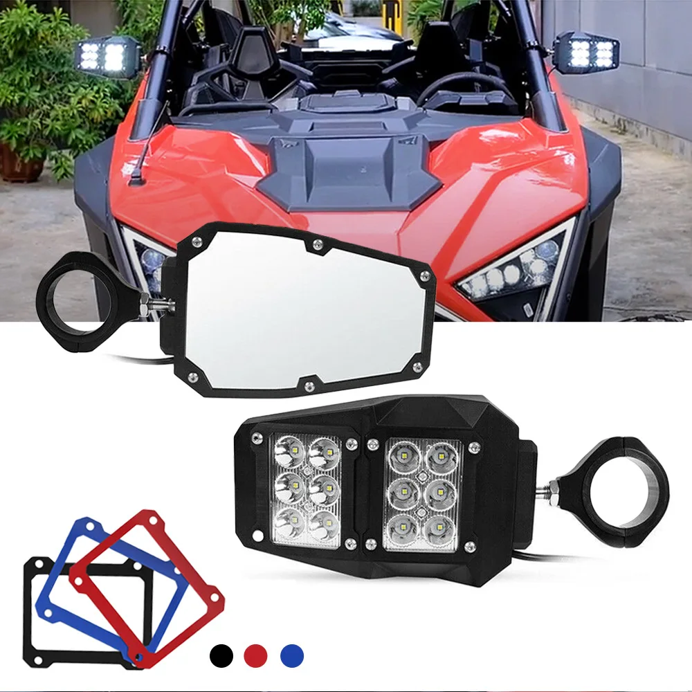 UTV Rear View Side Mirrors with LED Spot Lights for Polaris RZR 900 1000 ATV UTV 1.75