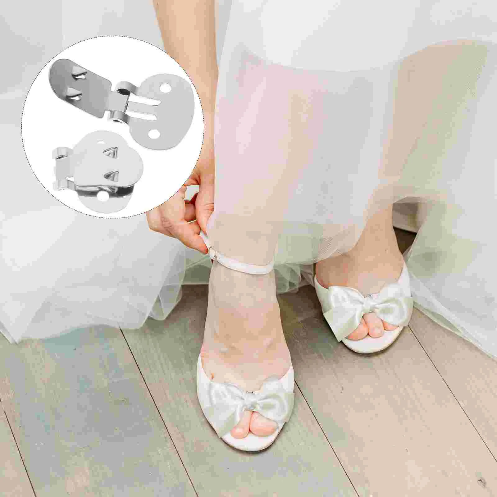 

20 Pcs Shoe Clips Metal DIY Findings Flat Shoes Stainless Steel Silver Blank Women's