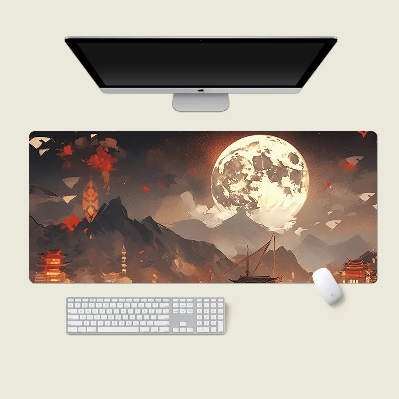 

Moon Landscape Anime Large Gaming Mouse Pad Office Home Computer Desktop Mats HD XXL 90x40cm Non-slip Rubber Pads with Lock Edge