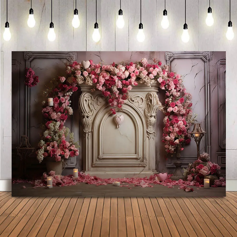 الوردي الزهور التصوير خلفية ، Vintage خلفية الرخام ، كعكة سحق صورة ، فوتوبوث الدعائم ، الأطفال حديثي الولادة ، عيد الحب