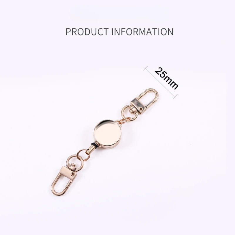 Imagem -06 - Retrátil Anti-roubo Metal Chaves Titular Pass Card Clips Metal Keyring Easy-to-pull Buckle Keychain Elastic Working Permit Crachá Reel