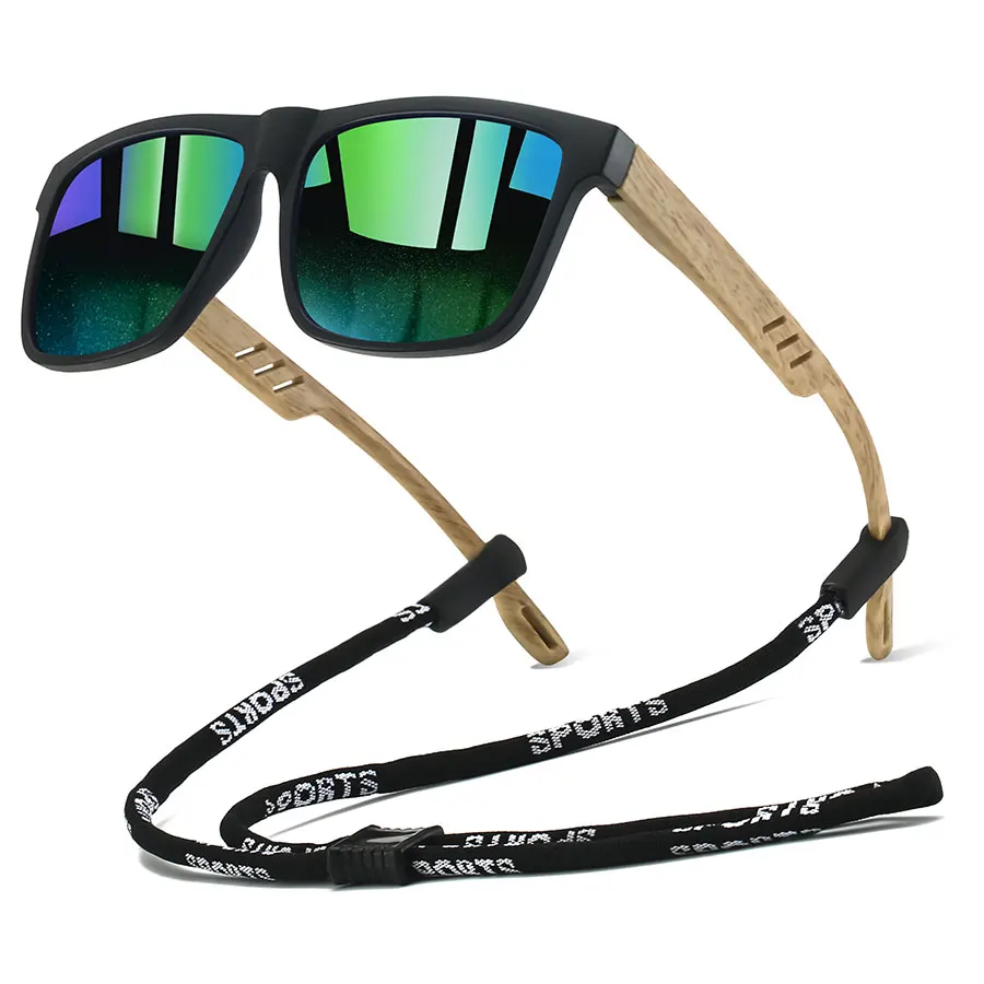 نظارات شمسية كلاسيكية مربعة UV400 مع سلسلة خفيفة الوزن ملونة للرجال والنساء للقيادة والصيد في الهواء الطلق #3