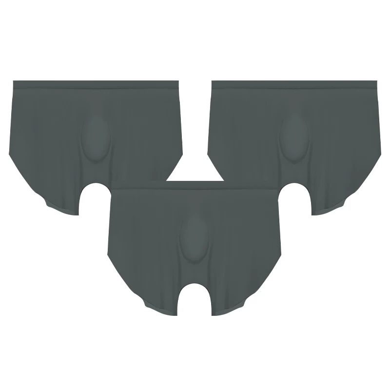 3 قطع ثلاثة أزواج من الملابس الداخلية بدون خياطة بخيوط الجليد للرجال، سراويل مسطحة بأربعة زوايا، سراويل صيفية رفيعة للرجال مضادة للاحتكاك