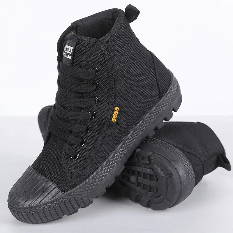 New 5688 Men's High-Top Canvas Training Shoes Breathable Anti-Odor Wear-Resistant Slip-Resistant Labor Protection Shoes for F...