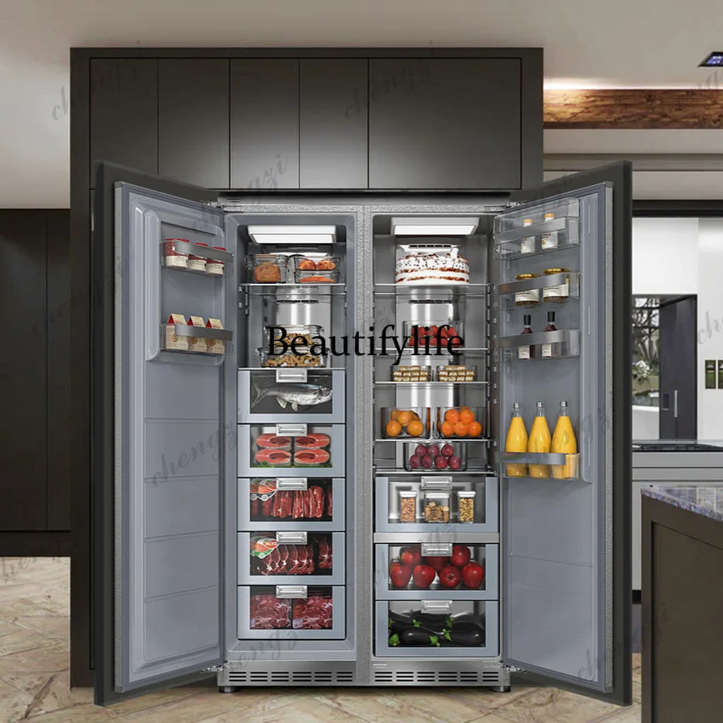 New 528L American-Style Side-by-Side Refrigerator-Freezer Full Integrated Ultra-Thin Recessed Plastic Energy Hotel Household