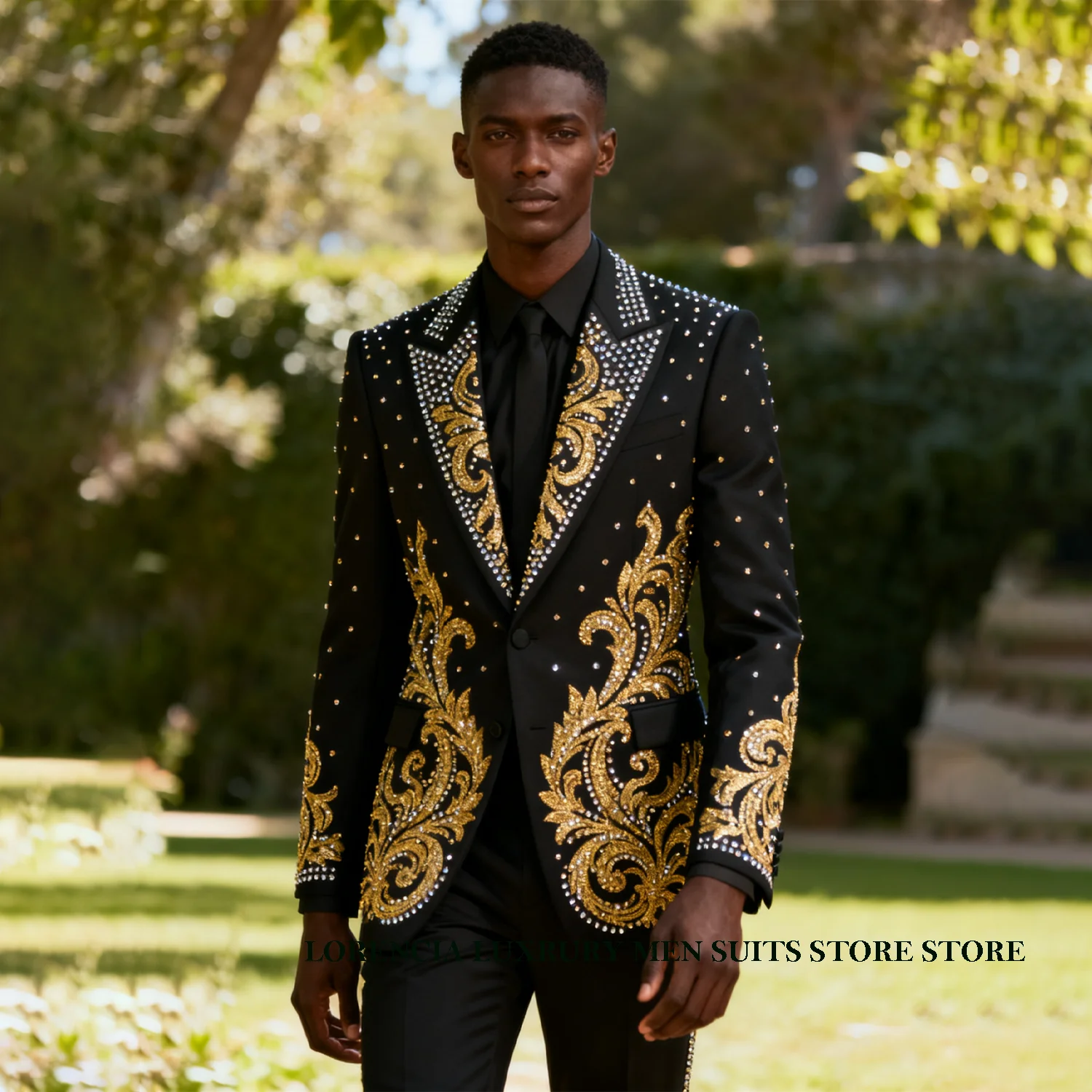 

Смокинги с кристаллами и орнаментом по индивидуальному заказу, комплекты из 2 предметов, мужские костюмы с остроконечными лацканами, мужские квадратные пиджаки, свадебные женихи, trajes para hombre