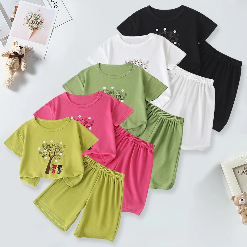 2-teiliges Kinder-Frühlings-/Sommer-Mode-Set mit bedruckten Kurzarm-Shorts, vielseitig einsetzbar für Jungen und Mädchen, lässiges Sport-T-Shirt