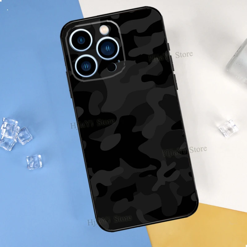 Black Camo Camouflage Phone Case For iPhone 14 11 12 13 Pro X XR XS Max 6 6S 7 8 Plus SE 2020 Back Cover