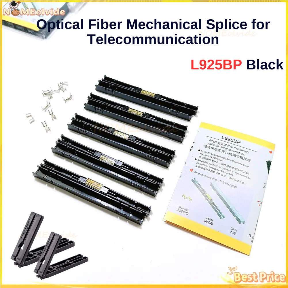 L925BP empalme mecánico de fibra óptica negra, pelacables de longitud fija, capa de recubrimiento, guía de longitud fija, conector rápido FTTH