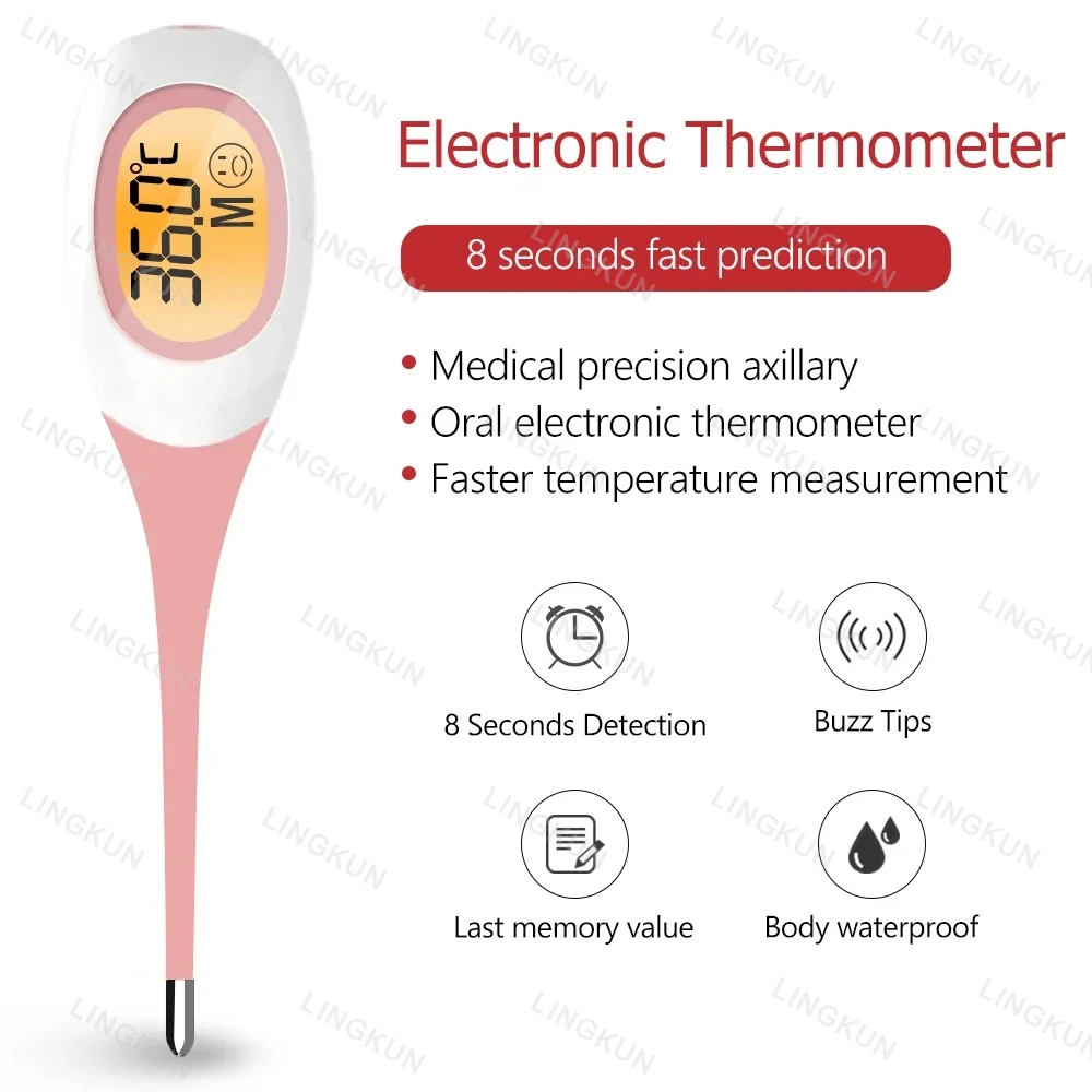 Silicone Fast 8S Thermometer for Fever Digital infrared Basal Body Thermometer Oral Armpit Rectal Temperature LED Display