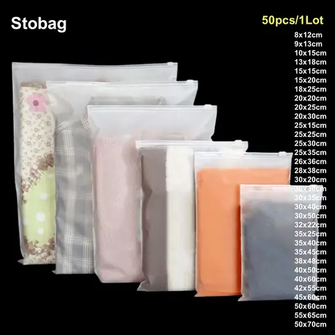 StoBag Wholesale Frosted Matte Clothes Packaging Bags Zipper Pouch Plastic Large Sealed Shirts Storage Shipping Reusable Pocket