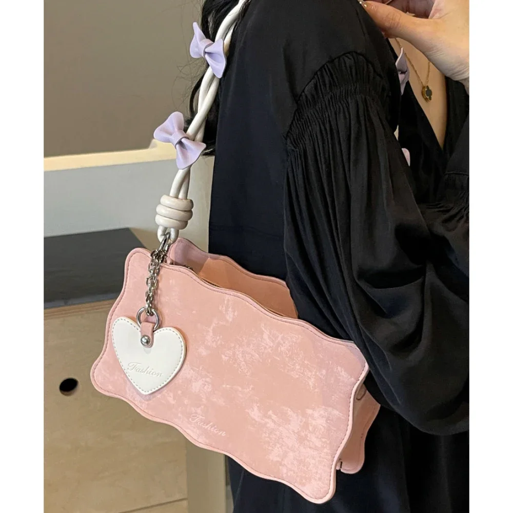

Trendy Shoulder Bag for Ladies Women Fashion PU Leather Bow Zipper All-Matched Armpit Bags Daily Commuter Underarm Packs