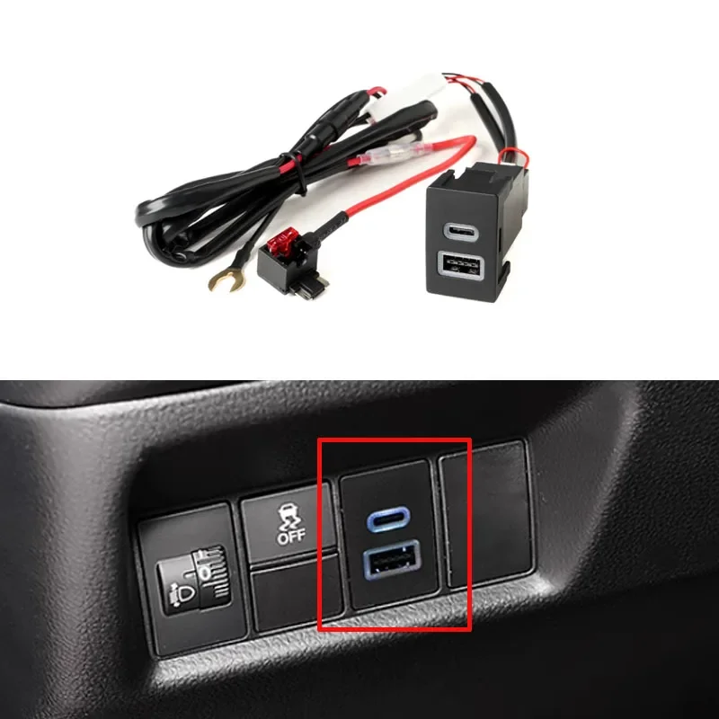 

Car charger QC3.0 PD Fast charger Interface Socket Quick Charger Adapter Phone for Honda CRV for Honda BREEZE 4 generations.