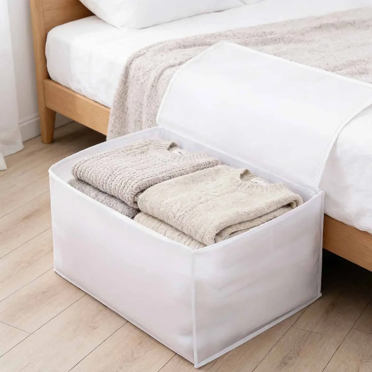 Wasserdichte und feuchtigkeitsbeständige Aufbewahrungstasche für Baumwolldecken, quadratische staubdichte Aufbewahrungstasche für Decken, Kleidungssortierbeutel