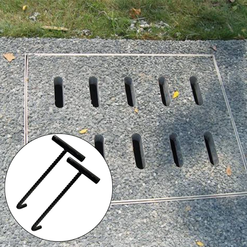 Gancho ergonômico bueiro 10mm para abertura segura sem esforço no sistema drenagem da cidade, elevador manuseio