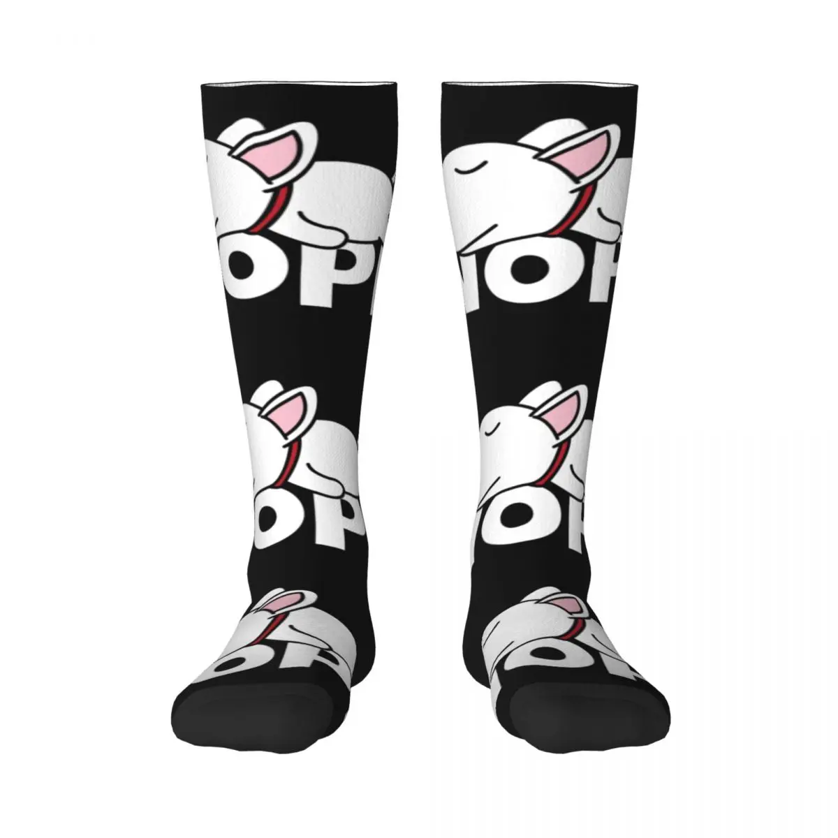 Nope Bull Terrier Dog Lazy Thigh Knee High Socks for Women Warm Fashion Novelty Animal Pet Stockings