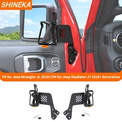 SHINEKA Iron Car Front Door Side Water Cup Bracket Drinks Holders For Jeep Wrangler JL Gladiator JT 2018 Up Interior Accessories