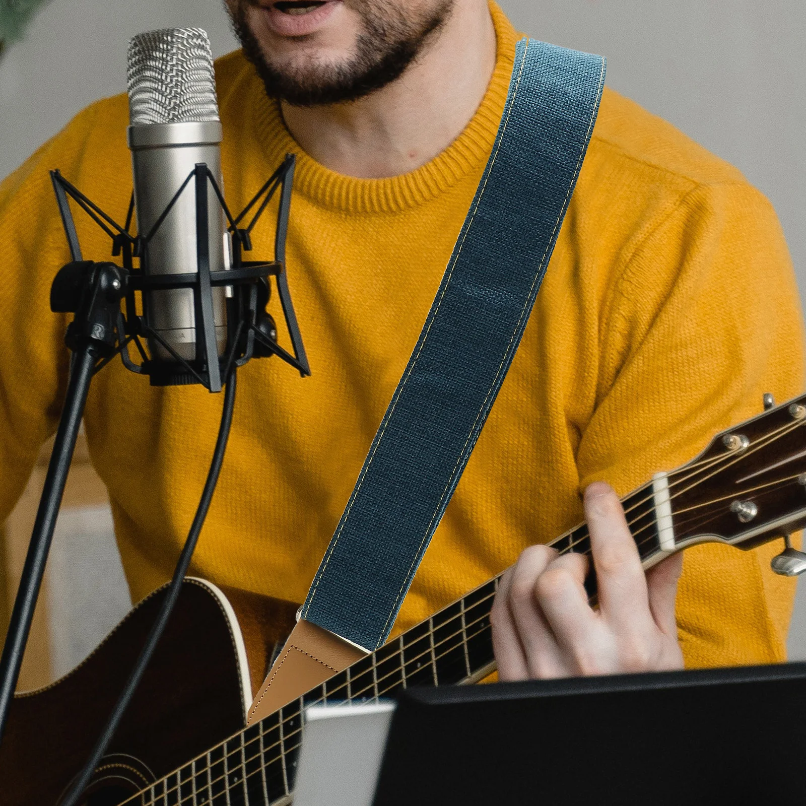 

Wide Padded Guitar Strap Adjustable for Electric Acoustic Bass Comfortable Decorative Replacement Instrument Shoulder Support