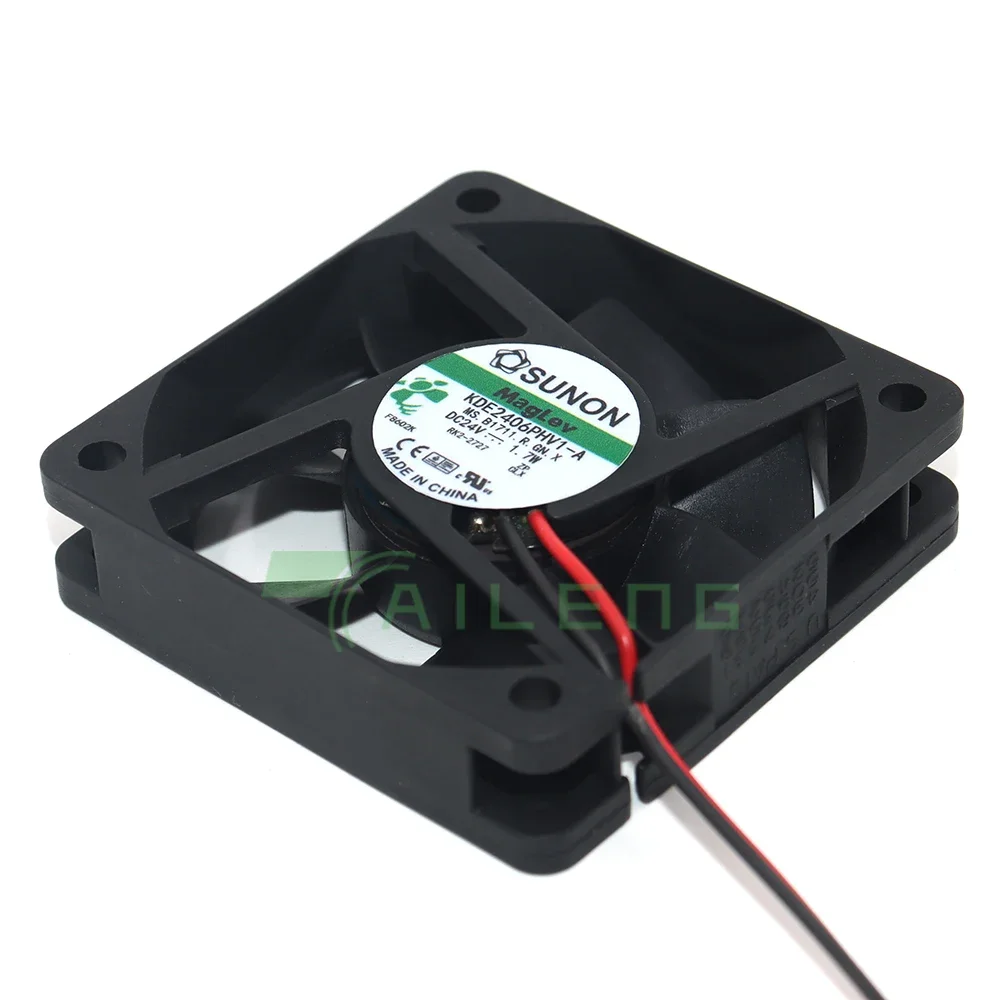 2 สาย 2 ขา KDE2406PHV1-A 6 ซม.60 มม.1.7 W 24V 6015 6 ซม.พัดลมระบายความร้อน 60*60*15 มม.