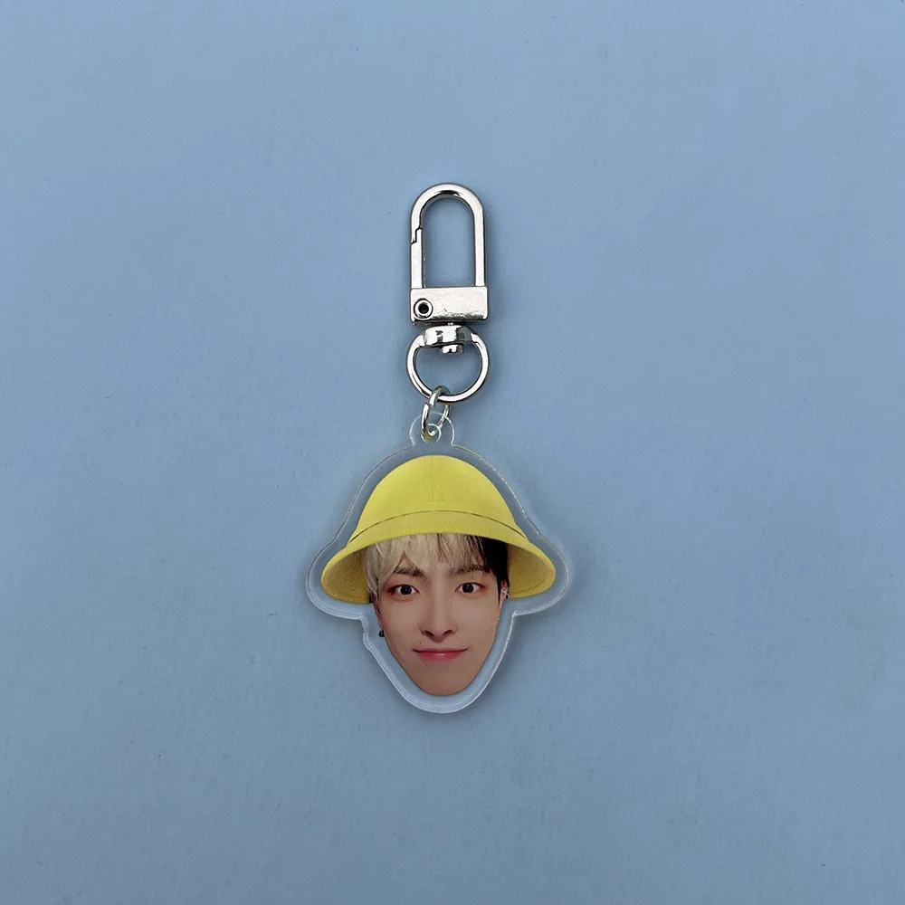 Kpop ATEEZ Acrylic Keychain Wooyoung YeoSang Yellow Hat Photo Printing Pendant Keyring Bag Accessories Fan Gifts