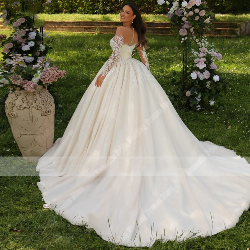 Shining Tulle Women Wedding Dresses Off The Shoulder V-Neck Bridal Gowns Sweetheart Collar Fluffy Skirt Hem Ball Robe Customized