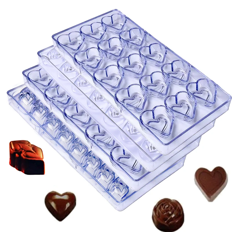 1PC Chocolate Mold for Festival Valentine Day Household Kitchen DIY Baking Tool Plastic Homemade Candies Rose Heart-shaped TMZ