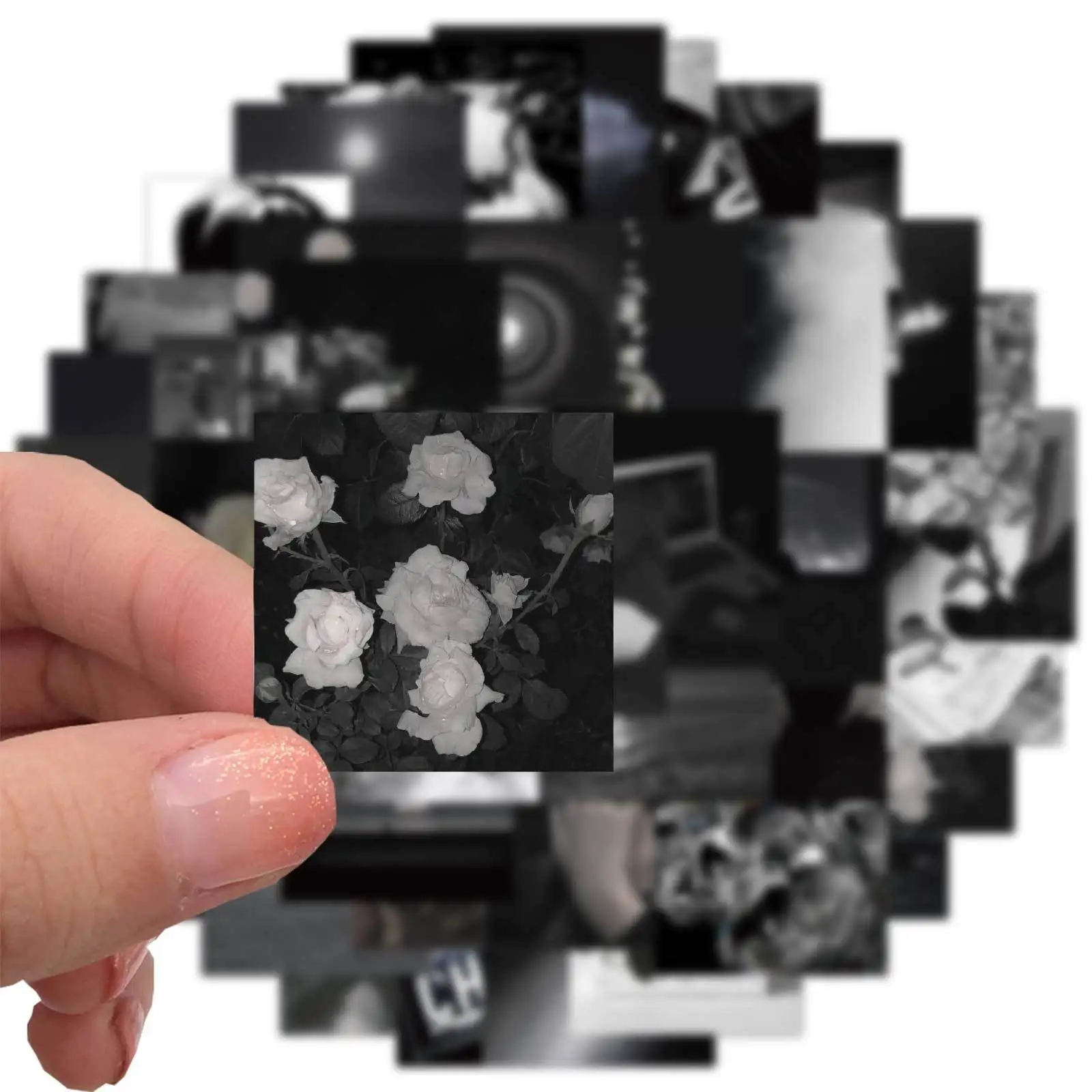 

50PCS Ins Style Cool Black Stickers Aesthetic DIY Phone Laptop Luggage Skateboard Guitar Helmet Sticker Decals Toy For Kids Gift