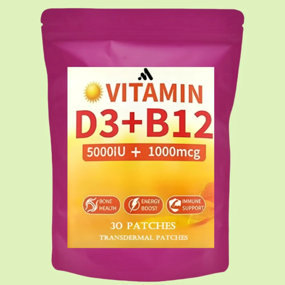 Vitamin D3 & Vitamin B12 Transdermal Patches Natural Energy, Mood, Metabolism & Focus 30 Patches