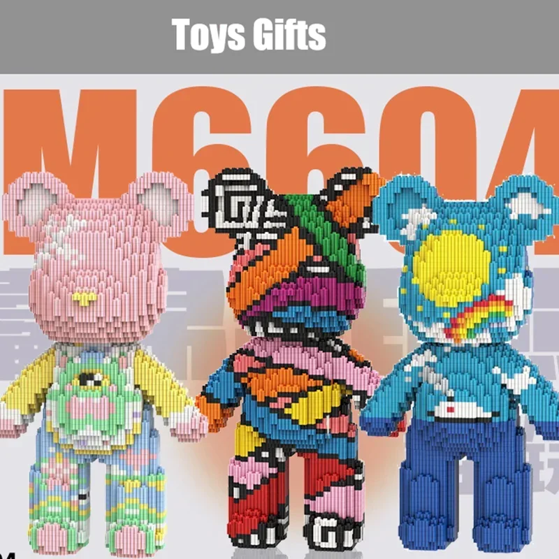 

Горячая 3D модель медведя Kawaii, строительный блок с микро бриллиантами и легким развивающим кирпичом, игрушки для мальчиков, детей, подарки на день рождения