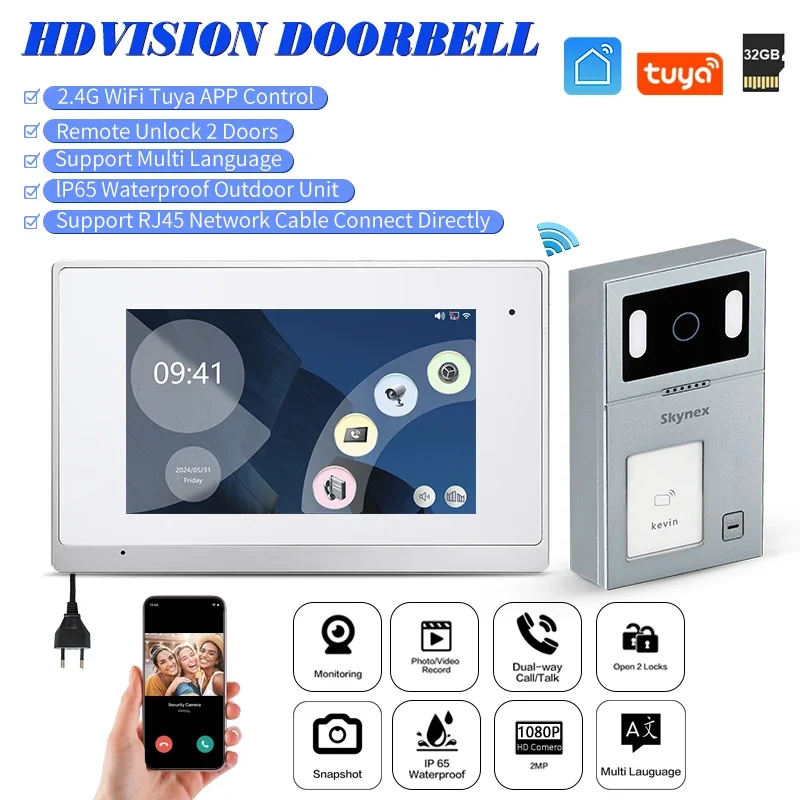 

Wfi Tuya RFID Card Smart Doorbell Access Control System Multi Ways Unlock Tuya Wifi Mobile Phone Unlock 2 Doors