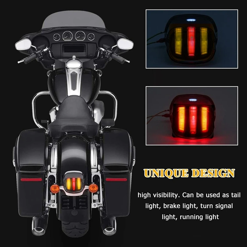 Motorcycle LED Tail Light Yellow And Red Turn Signal Light Eagle Claw Tail Light For 1999-Later  Dyna