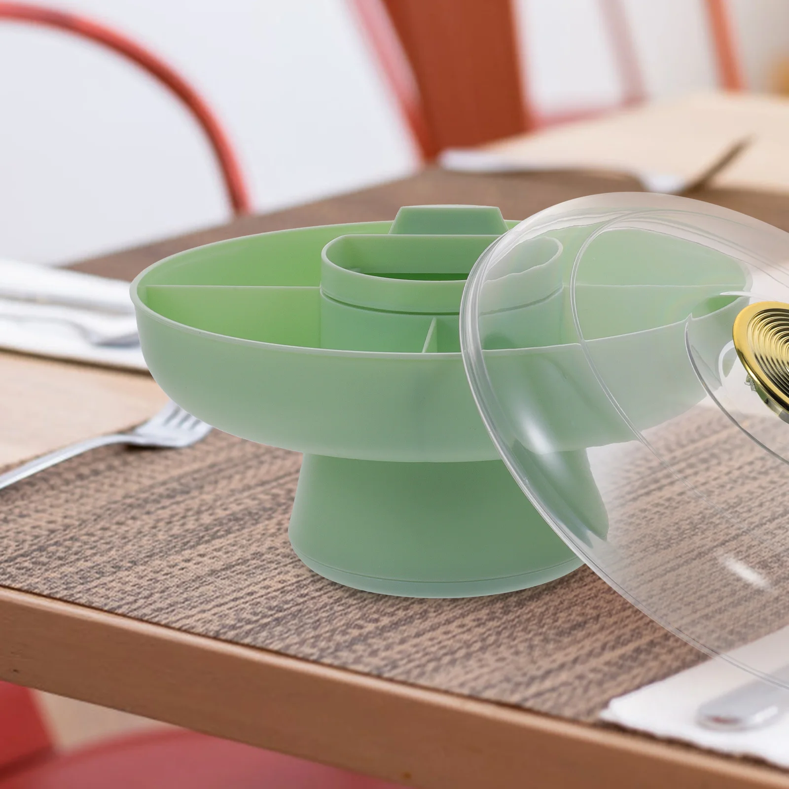 

Plastic Tray for Nuts Fruits Candy Rotatable Compartment Dish Creative Serving Tray for Indoor Outdoor Events