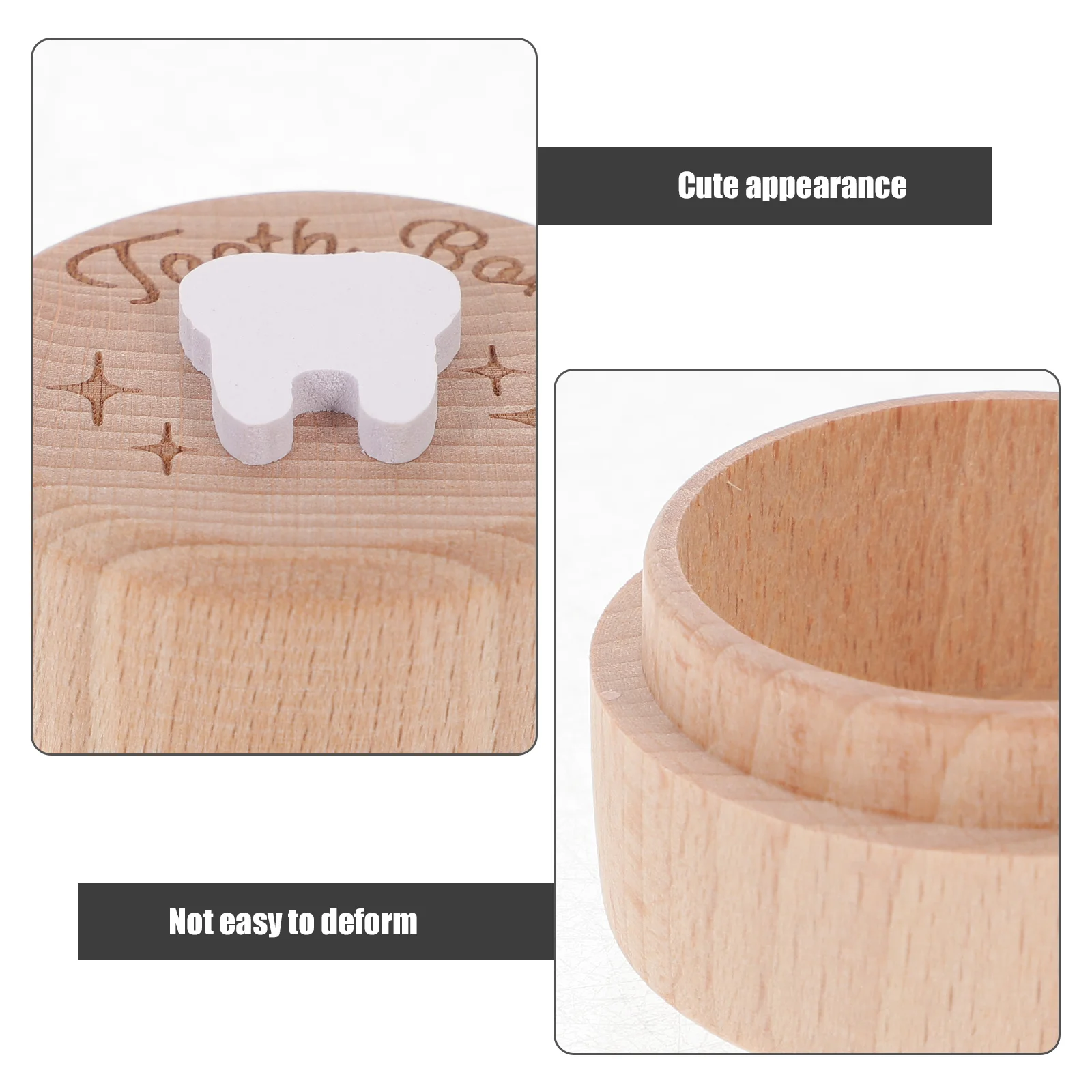 Baby Tooth Box Keepsake Wooden Tooth Storage Saver First Lost Deciduous Tooth Box