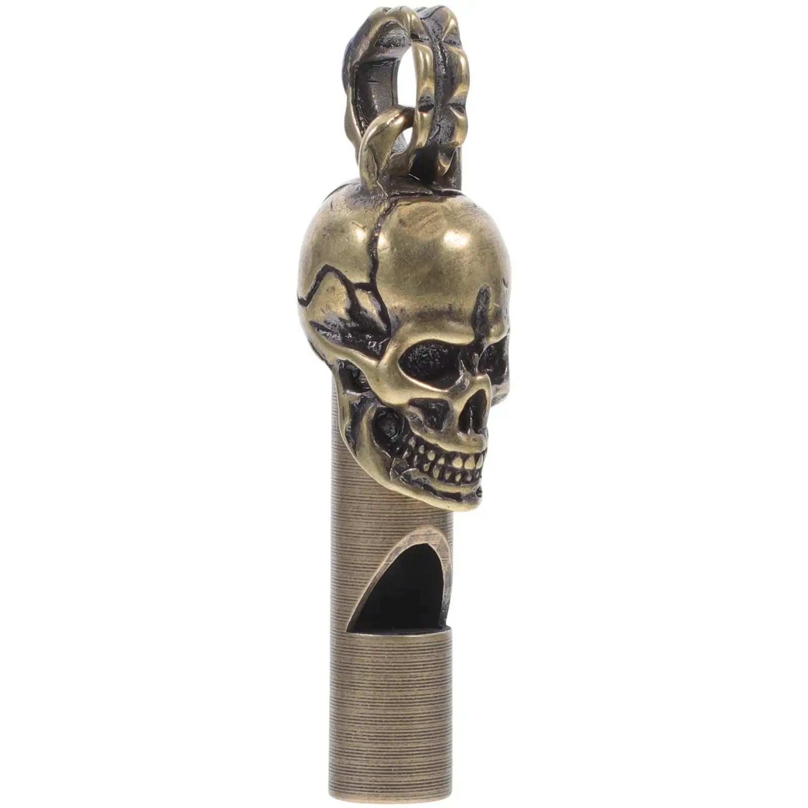 

Copper Whistle Spooky Skull Head Death Brass Camping Outdoor Toddler Safe Durable Decor Emergency Helper Multifunctional