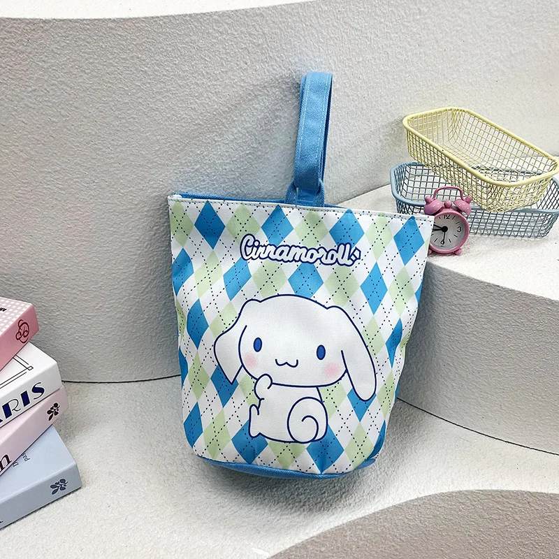 Borsa in tela Sanrio borsa a secchiello di grande capacità Hello Kitty Kuromi Melody Cinnamoroll borse a secchiello per cartoni animati borsa per