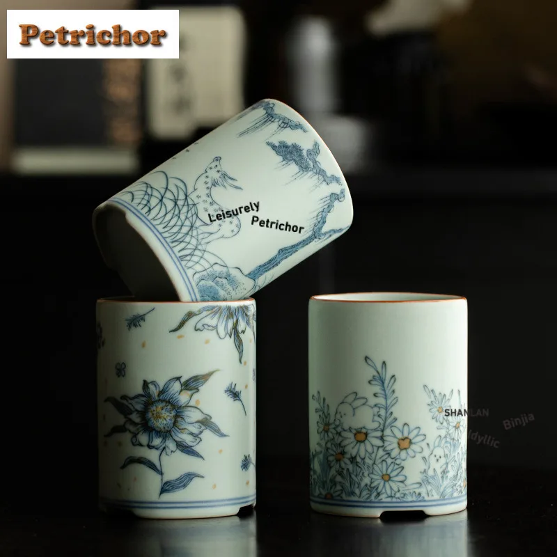 

Ceramic Pen Holder Stationery Multifunctional Storage Box Tea Six Gentlemen Aesthetic Tea Tool Set Teaware Utensils Teaware Gift