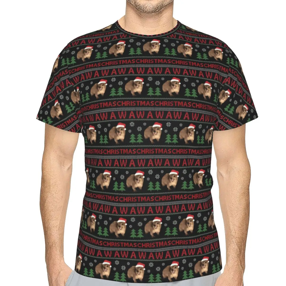 100% Cotton Christmas Wawa Mug Animal Hyrax T-Shirt Men's Classic T Shirt Men Round Neck Summer Shirts Tops