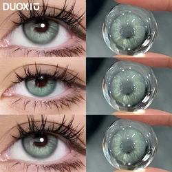 Duoxiu 2pcs Green Color Contact Lenses With Myopia Diopter-0.00~ -8.00 Blue Nature Beauty Pupil Makeup Gray Eye