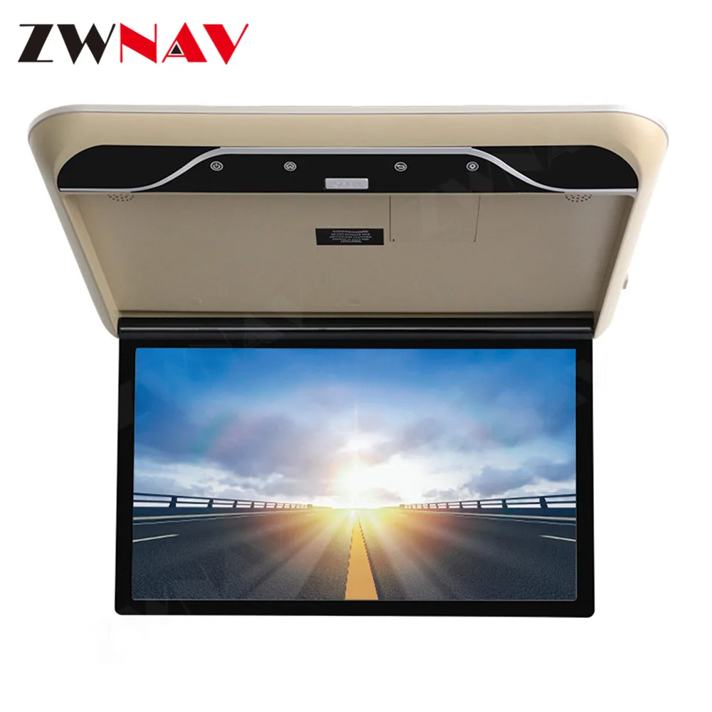 19 Inch HD Car Monitor Roof Mount with MP5 Player HDMI USB SD Carplay Ceiling Video System Business Travel