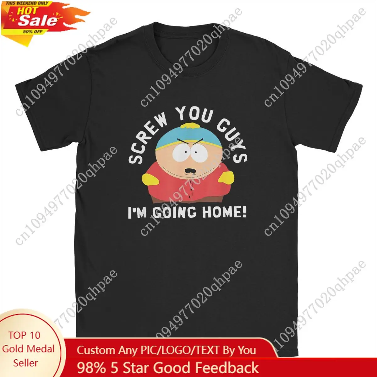 

Men Souths Parks Cartman Screw You Guys T Shirts Funny Cartoon Cute Comic Pure Cotton Casual Short Sleeve O Neck Tee T-Shirts