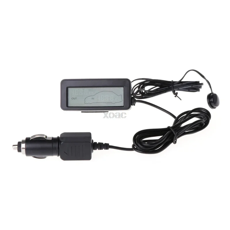 Mini Digital Car LCD Display Indoor Outdoor Thermometer 12V Vehicles 1.5m Cable M13 dropship