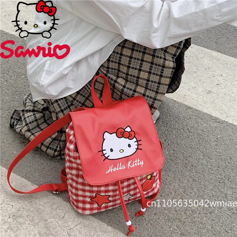 Hello Kitty New Women's Drawstring Backpack Fashionable High Quality Women's Backpack Cartoon Versatile Girls' Storage Backpack