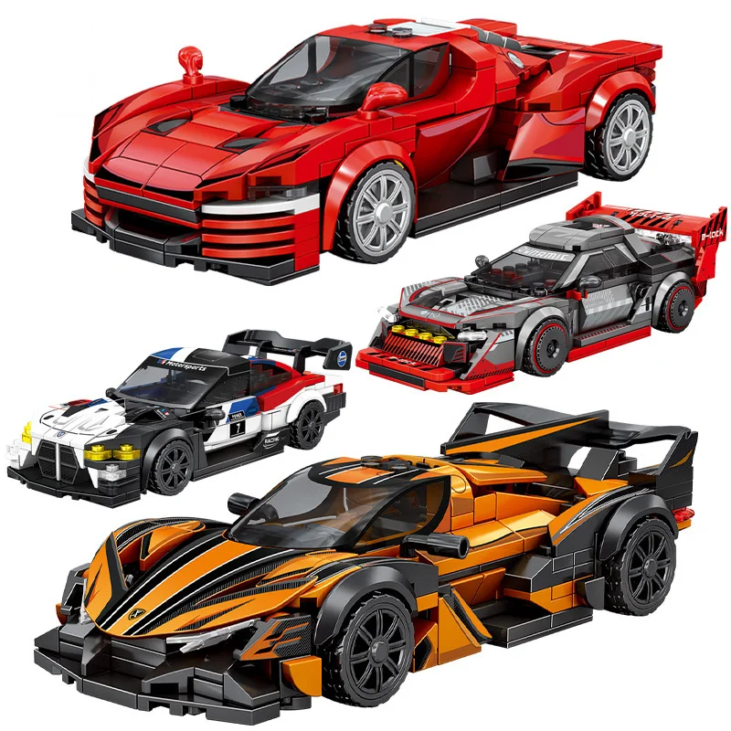 

Speed Champion Building Block Supercar Quattroes M4 GT3 Racing Apollo IE Daytona SP3 Brick Super Sport Car Toys For Bosy Gifts