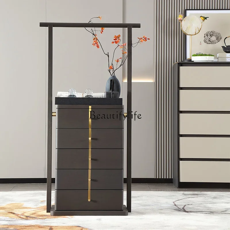Modern New Chinese Solid Wood Coat Rack Multifunctional Storage Cabinet Drying Rack