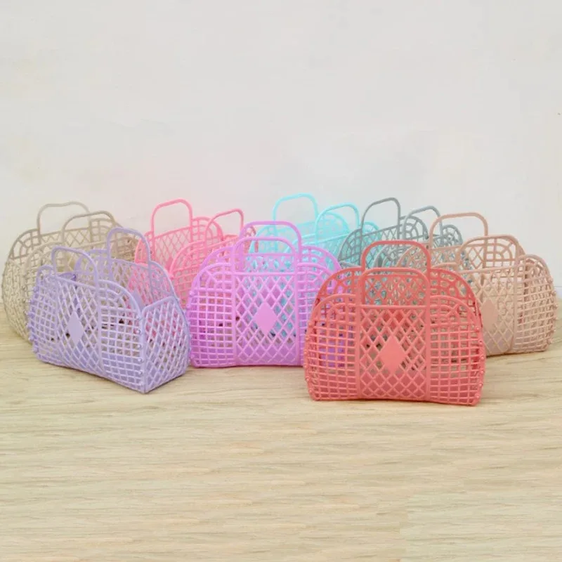 Detachable Shower Basket Plastic Bath Basket Bathroom Hollow Wash Storage Basket Shopping Basket Home Storage Organization