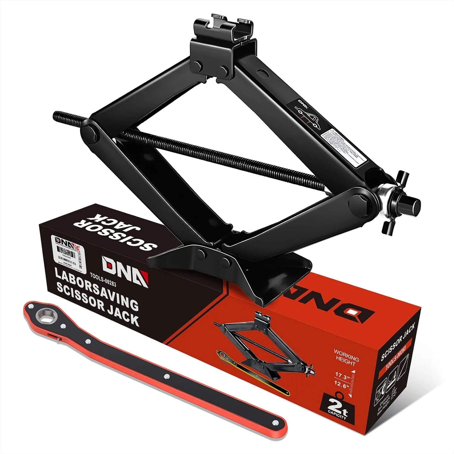 

Scissor Jack for Car, 2 Ton Capacity with Ratchet Wrench, Easy Lifting from 3.85 to 17.4 Inches - Reliable and Convenient Tool