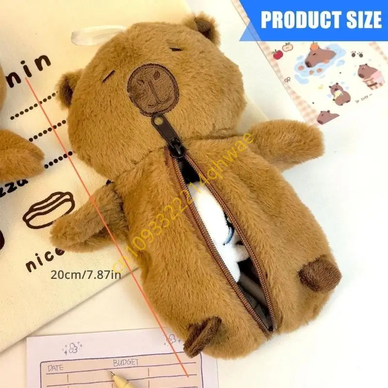 CARTOON PLUSH CAPYBARA CASE CASE BIG CAMAPICE PEN CASE CASE BAG LACEN